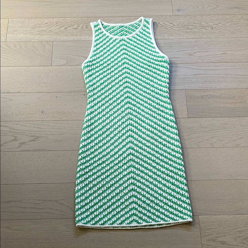 Green and White Chevron Knit Dress